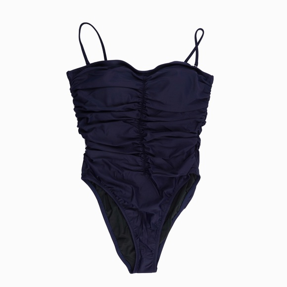 New JCREW Size 12 Ruched Sweetheart One-Piece Swimsuit in Navy - Picture 4 of 5